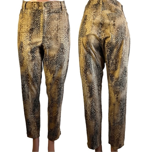 LAUREN RALPH LAUREN ANIMAL PANTS BROWN TAN BOOTCUT PANTS HIGH RISE SIZE 16 - Picture 10 of 11